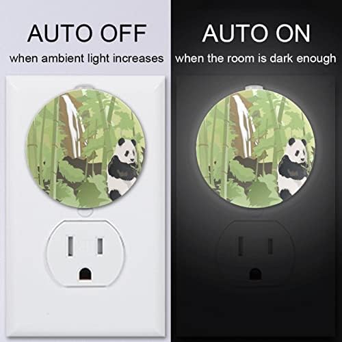 2 Pacote de plug-in Nightlight LED Night Light Panda Bamboo Cachoeira Florestal Árvore de Árvore de Árvore com Dusk-to-Dawn