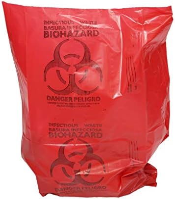 24 x 32 x 1,3 mil 12 a 16 galões de plástico vermelho biohazard resíduos infecciosos latas