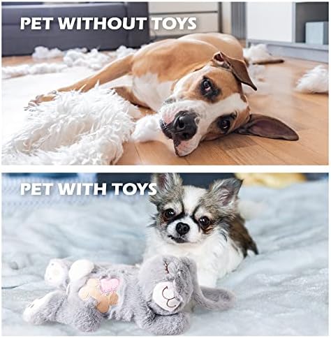 PetPrime Dog Heart Beat Puppy Plush Rabbit Toy - com bolsa mais quente Pet Ansiedade suave Puppy Relief Toy para cachorros