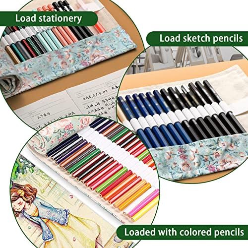 YITEXIN 72 Slots Canvas Lápis embrulhado, embrulho de lápis de tela de rolagem feita à mão, lápis colorido, para pintura de