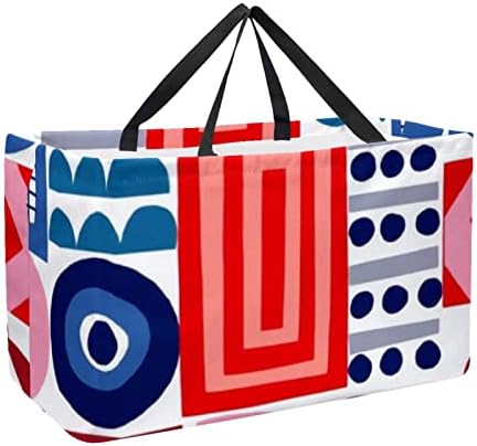 Bolsas de supermercado reutilizáveis, padrão de flores geométricas, saco de bolsas de compras de reciclagem leve