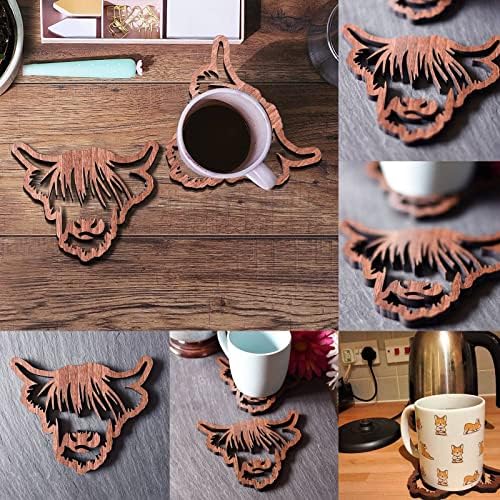 Coasters de vaca de madeira de madeira Taxas de mesa de mesa de mesa Mini coantário de paletes Diy Craft para decoração de festa de