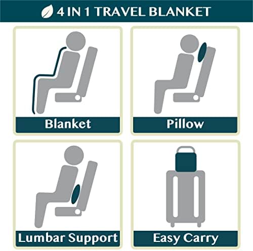 Travesseiro de cobertor de viagem Pavilia, cobertor de avião macio 2 em 1 Conjunto de combinação, cobertor compacto compacto, travesseiro de carro essencial de vôo, acessórios de presentes para viajantes, pulseira de mochila de bagagem, 60x43 preto