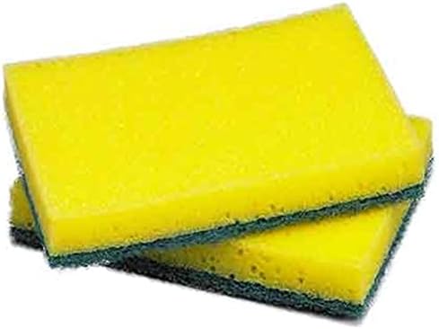 Lote de 24 esfrega de esponja amarela Scrub Scourrer para lavar a cozinha de louça limpa