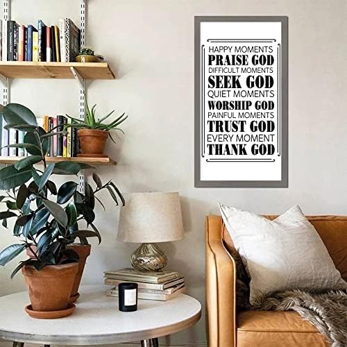 Citações religiosas Arte da parede de madeira Citações inspiradoras momentos felizes Louvore God Frame cinza Placa de madeira