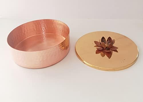 Parijat Handicraft Decorative Hammersed Dry Fruit Bowl com tampa, para Pooja, servindo tigelas para presentes, frutas secas e incluir caixa de presente de nozes