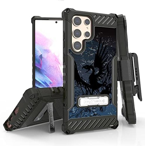 Beyond Cell Tri-Shield Kickstand Phone Case com coldre de cinto compatível com Samsung Galaxy S22 Ultra Grade Military Drop Testado Dragão de Proteção à prova de choque de alto impacto de alto impacto