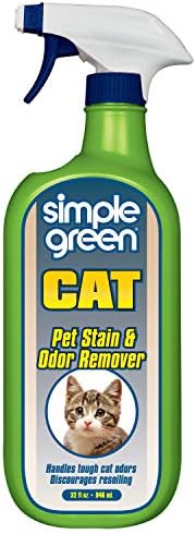 Removedor de manchas de gato e odor - limpador de enzimas para urina de gato, fezes, sangue, vômito - 32oz