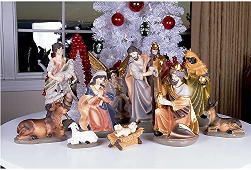 Criações inteligentes 12 polegadas de natal natividade figura cena conjunto de 12, coleção de estatuetas de resina pintada