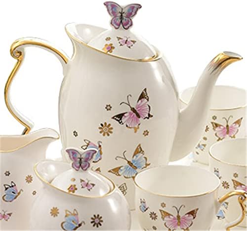 HDRZR Inglês Tarde de bule de chá de chá e pires Conjunto de chá de café em cerâmica doméstico Conjunto de chá