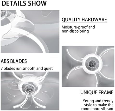 Ventilador de teto aryroyal com lâmpada, ventilador de teto LED moderno forma de quarto lâmpada de teto de controle