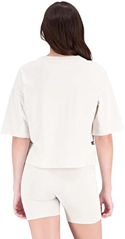 New Balance Women's Essentials Reimagined Dual Colored Cotton Jersey Boxy Manva curta