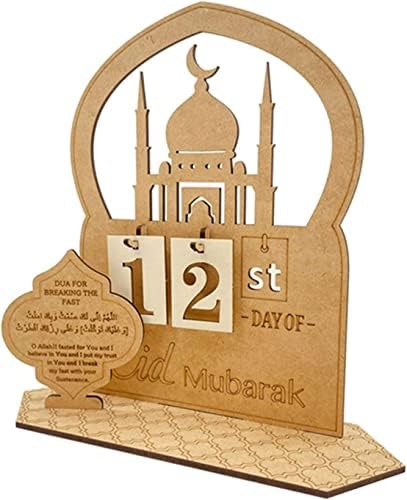 Calendário do advento do Ramadã, calendário de madeira do advento Ramadã Decorações para casa, 30 dias Eid Mubarak Ramadan