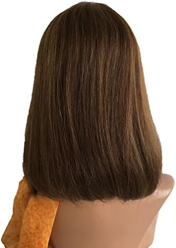 Crystal Factroy 14 Soft Human Human Hail Hair Jewish/Sheitel Wig Melhor Qulity 4x4 Silk Top #6-8-10 Cor de mistura
