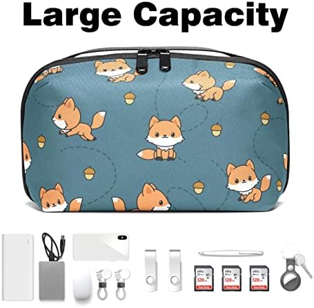 Organizador eletrônico Small Travel Cable Organizer Bag para discos rígidos, cabos, carregador, USB, cartão SD, cartoon Animal Fox