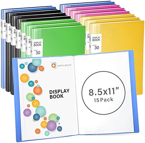 15 PCS Binder com mangas de plástico 30 bolsos de 60 páginas Livro de apresentação 11 x 8.5 em pastas de apresentação de serviço pesado