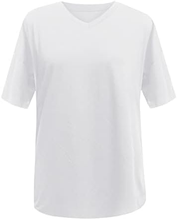 Camisa de listra larga verão feminino solto ombro V moda moda moda de cor sólida manga curta camiseta blusa superior cetim