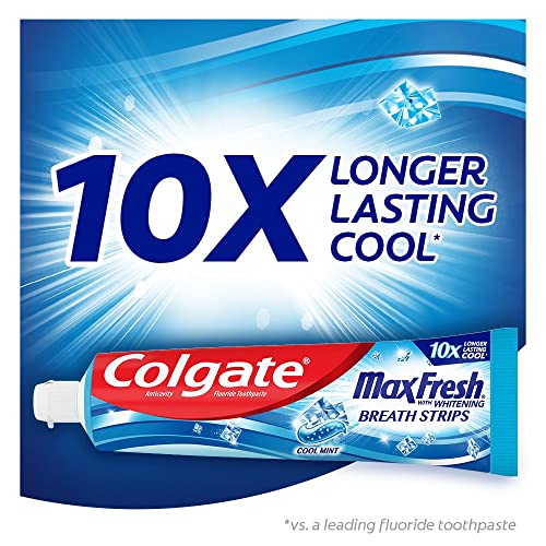 Colgate max pasta de dente fresca com mini tiras de respiração, hortelã fresca, 2 contagem