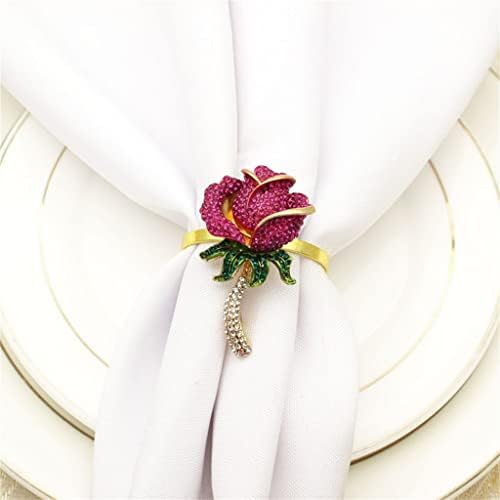 MJWDP 12pcs Rose Flower Napkin Button Hotel Hedding Party Napkin Ring Ploth Ring