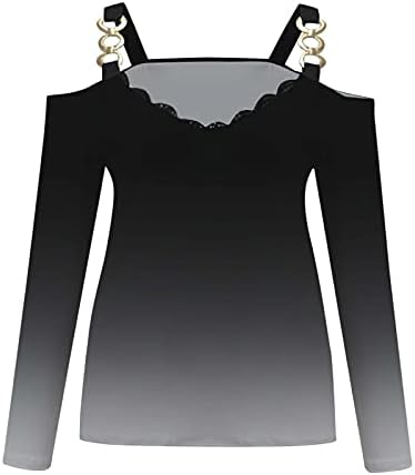 Mulheres impressam camisas tops sexy ombro frio túnica elegante camisetas senhoras casuais manga comprida blusa solta camisetas