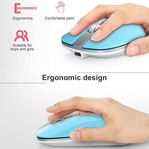 Areclern portátil mouse sem fio ergonomic games mouse recarregável mouse silencioso sem fio USB com receptor para