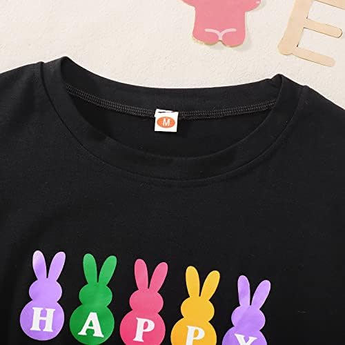 Camisas de Páscoa Feliz de Giglittr para mulheres Família de Bunny Roupas Combinando Crianças Crianças de Meninas de Meninas de Manga Curta