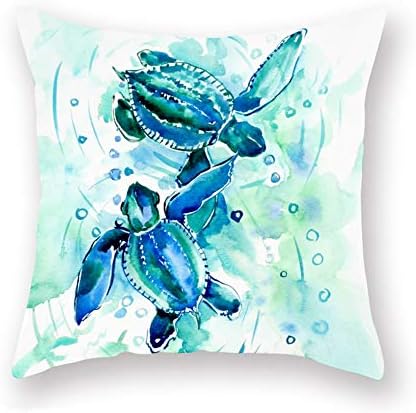 Tartaruga marinha Capa de travesseiro de verão Ocean Praia Decoração Caso de almofada super mole os animais marinhos marinhos Capas de travesseiro decorativo para sofá de sofá em casa 18 x 18