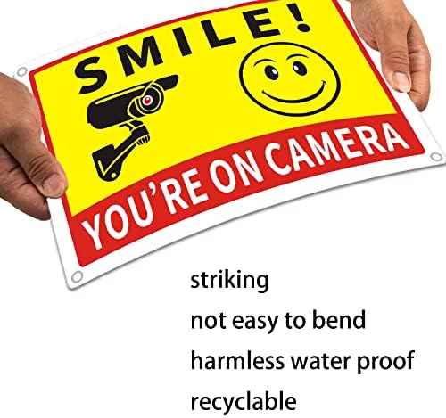 2 pacote smile seus sinais de câmera, placas de câmera para propriedade ， sinais de câmera para segurança doméstica, sinais