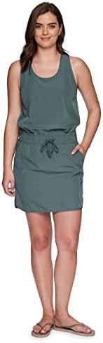 RBX Vestido de tanque de tecidos femininos ativos Vestido de secagem rápida com bolsos de cintura elástica Vestido de