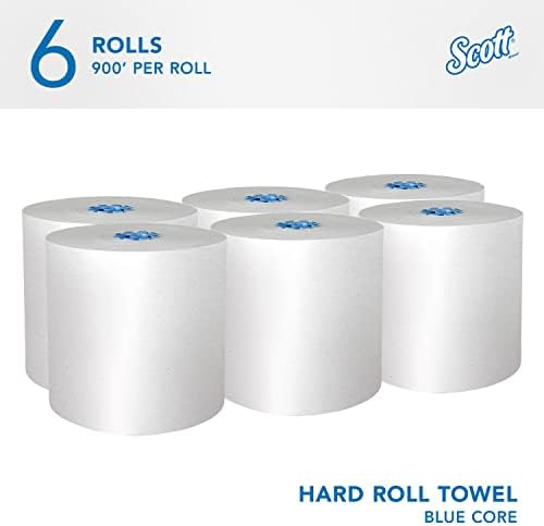 Toalhas de papel de rolo scott® pro hard roll para dispensador Scott® Pro, bolsos de absorção, branco, 900 '/roll, 6 rolos