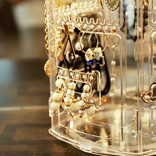 CQ Acrílico 360 Organizador de brechas rotativas Organizador de jóias transparentes exibições de colar de colar de rack