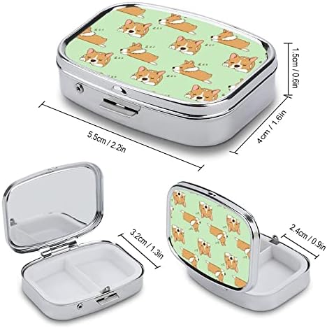 Caixa de comprimidos animais corgi cães padrões em forma de moldura quadrada caixa de comprimidos portátil Pillbox Vitamin