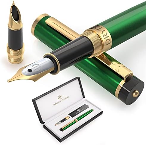 Dryden projeta caneta -tinteiro - ponta média e ponta fina | Inclui caixa de luxo, 6 cartuchos de tinta - 3 Black