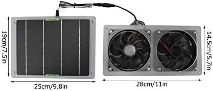 Kit de ventilador do painel solar de 12V Yosoo 100W, conjunto de painel solar de fã de exaustão duplo, empurre o ar quente, reduza efetivamente a temperatura interna, para casa, RV, estufa
