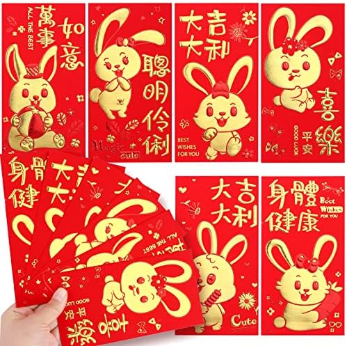 36 pacote 2023 envelopes vermelhos chineses Ano de envelopes vermelhos de coelho envelopes de ano novo chinês envelopes vermelhos