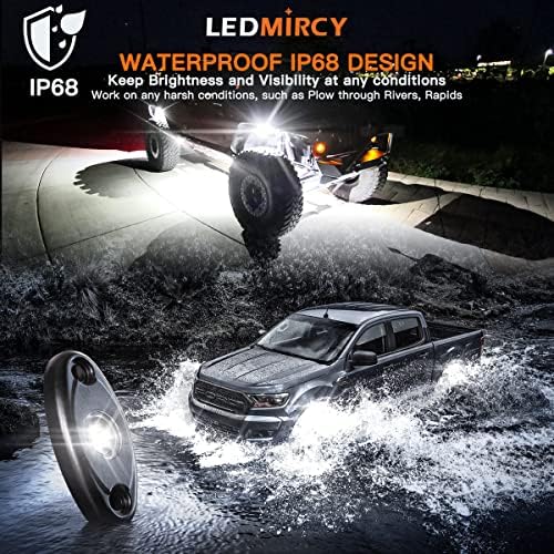 Luzes de rocha LEDMircy LED Branco 12pcs para caminhão de estrada Off Zrz Auto Boat Boat ATV SUV SUV impermeável High Power Neon