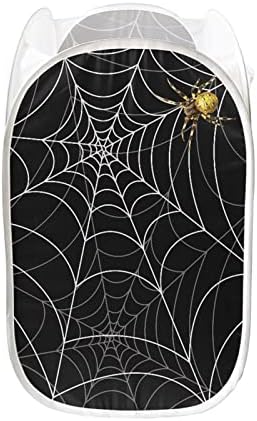 Pzz Beach Halloween Spider Spider Web Pop-up Laundry Horty Bin Storage Organizador para banheiro