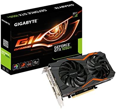 Gigabyte geForce GTX 1050ti G1Gaming 4 GB de placa gráfica preta, relógio de impulso 1506 MHz, GV-N105TG1GAMING-4GD