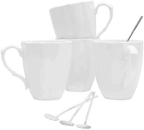 Canecas de café de luxo CostMance Conjunto de 4, formato de abóbora branca fina fina canecas de porcelana para café