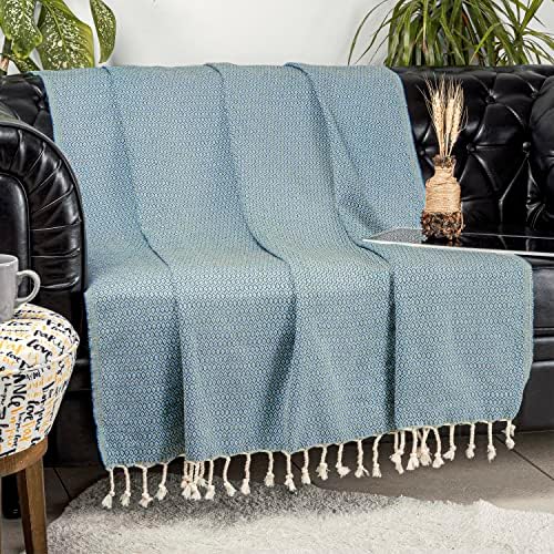 Algodão de luxo boho arremesso de cobertor Fringe decorativo leve algodão | 50 ”x60” | para a cama cadeira sofá