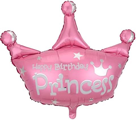 32 polegadas rosa número 3 Princess Crown Balloons Conjunto, balões de 3º aniversário para meninas, crianças de 3º aniversário das decorações de festas.