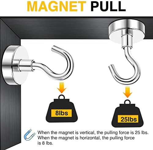 Ganchos magnéticos diymag, 25 libras de ímã de cruzeiro pesado para salas S para sala de aula, geladeira, suspensão, cabines,