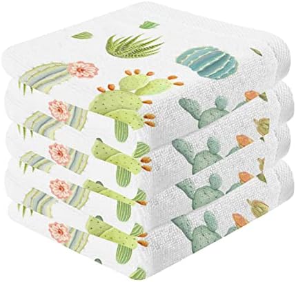 Goodold Doodle Cactus Toalha de panos para bebês Conjunto de toalhas de 4 pacote, panos de lavagem de algodão altamente absorventes