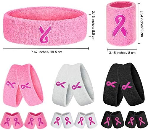 18 Peças O conjunto de bandas de suor de câncer de mama incluem faixa de 6 peças de fita esportiva e 12 peças de pulseira