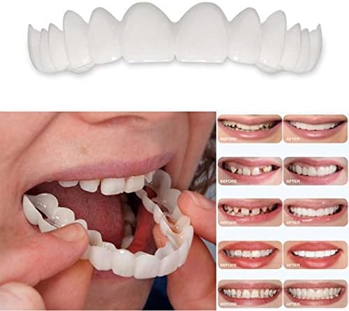 2 pares de dentaduras instantâneas de folheado para homens e mulheres, dentaduras temporárias personalizáveis, aparelhos perfeitos