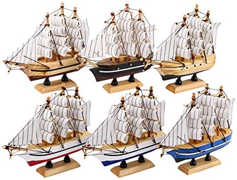 DedOot Wooden veleiro 6 Pacote Modelo de veleiro miniature Navio de decoração náutica Decoração de mesa Decorativa Decoração para