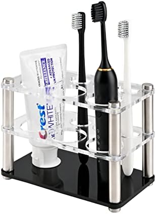 Suportes de escova de dentes de Faibaelly para banheiros, escova de dentes de aço inoxidável acrílico premium e suporte