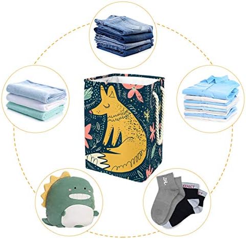 Mapolo Laundry Horton Cartoon Fox Floral Dobrável Cesta de armazenamento de lavanderia com alças suportes destacáveis ​​bem segurando