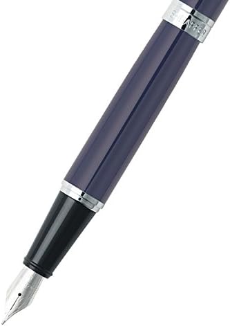Sheaffer 300 Crome Placa Ceninha caneta, ponta média, azul brilhante