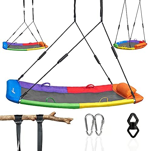 Swing de pires de árvore Swing para crianças ao ar livre - retângulo para árvore - balanço pendurado com moldura de aço, giro sem